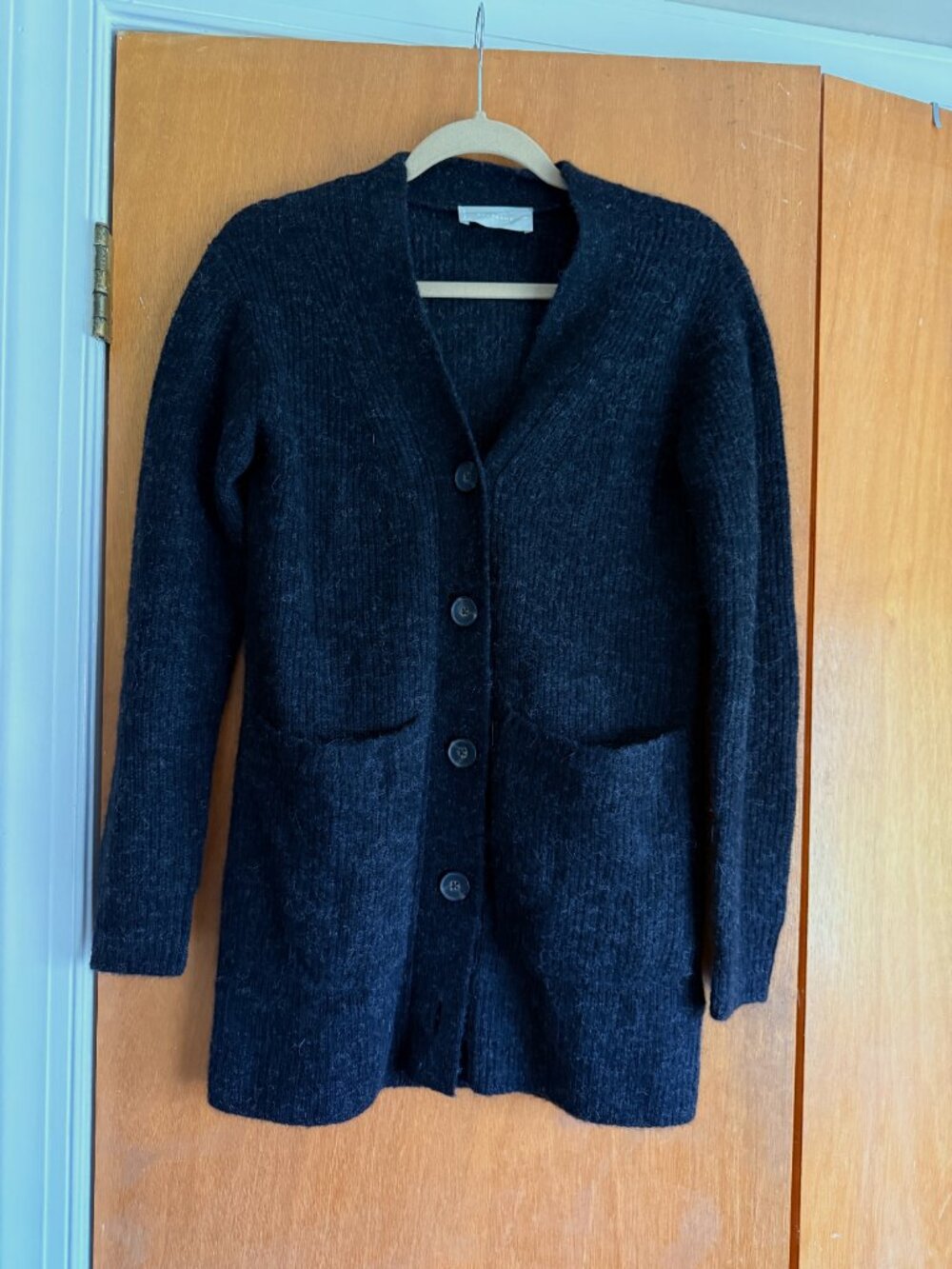 Everlane The Oversized Alpaca Pocket Cardigan Heathered Black - Size XS